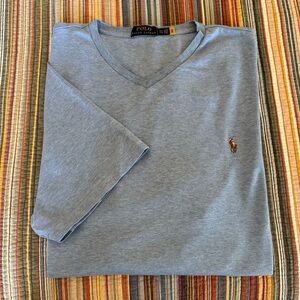 Heather Blue Polo by Ralph Lauren Men's V-neck Short Sleeve T-shirt 2XLT NEW!